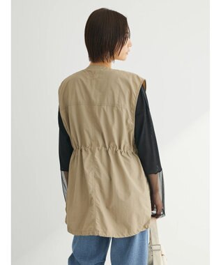 Green Parks ノーカラーミリタリーベスト Beige