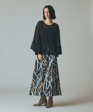 GRACE CONTINENTAL シフォンフリルポンチョ ブラック