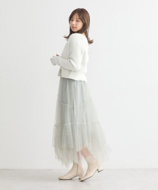 earth music&ecology イレギュラーヘム段々チュールスカート Mint Green
