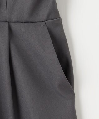 Feroux フリルデザイン サロペット パンツ ライトグレー系