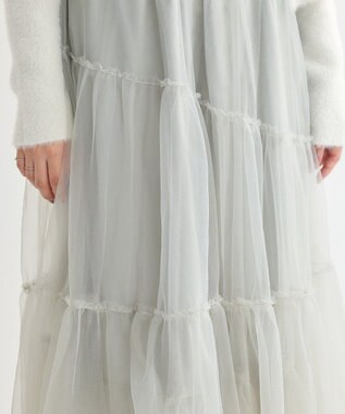 earth music&ecology イレギュラーヘム段々チュールスカート Mint Green