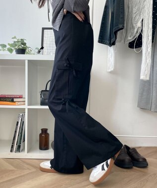 WEGO サイドリボンカーゴパンツ ブラック
