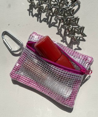 WEGO メッシュ配色クリアポーチ ホワイト