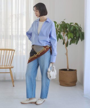 WEGO 【ANGIE VINTAGE】スキッパーシャツ サックス