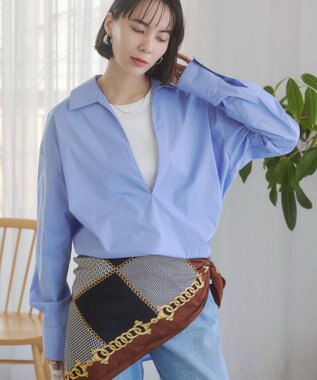 WEGO 【ANGIE VINTAGE】スキッパーシャツ サックス