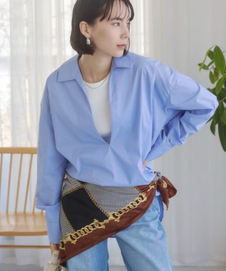 WEGO 【ANGIE VINTAGE】スキッパーシャツ サックス