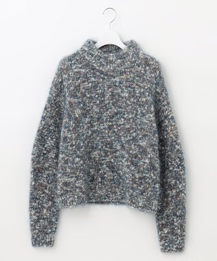 自由区 カラーミックスツイード クロップドニット ブルー系8