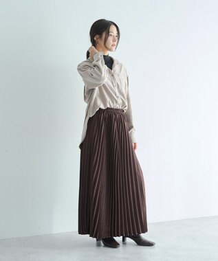 YECCA VECCA サテンプリーツスカート Ivory