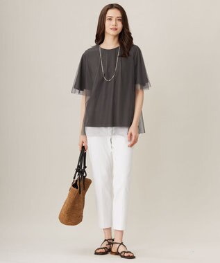 自由区 【洗える】シアーチュールプルオーバー カットソー スレート