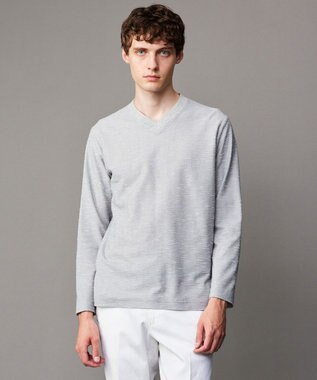 JOSEPH ABBOUD 【キングサイズ・オーガニックコットン/JAPANファブリック】スラブインレイ Vネック 長袖 Ｔシャツ