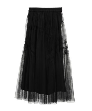 earth music&ecology シャーリングギャザーチュールスカート Black