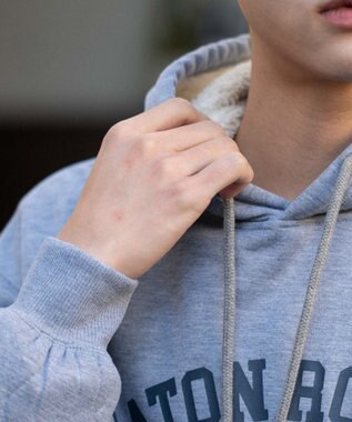 WEGO 【ユニセックス着用ITEM/裏起毛】カレッジロゴボアパーカー 杢グレー