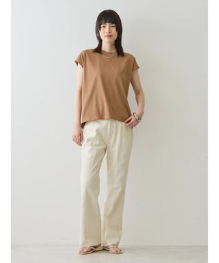 AMERICAN HOLIC 接触冷感フレンチスリーブカットプルオーバー Camel