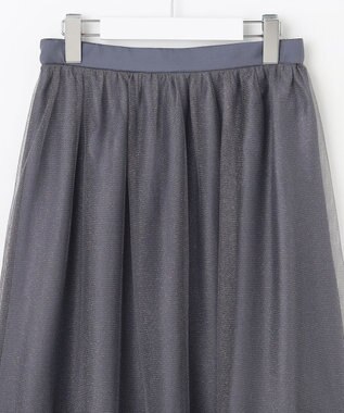 Feroux 【洗える】ラメチュール スカート ライトグレー系