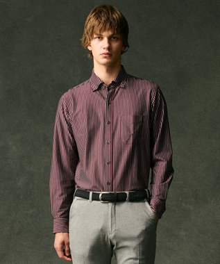 【綿100％・自然なストレッチ】マイクロストライプジャージー シャツ