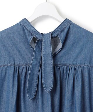 23区 【SLOW/一部店舗限定】ライトオンス デニム バックリボン ブラウス ブルー系