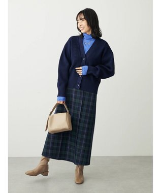 Green Parks スポンディシュ畦編みショート丈カーディガン Navy