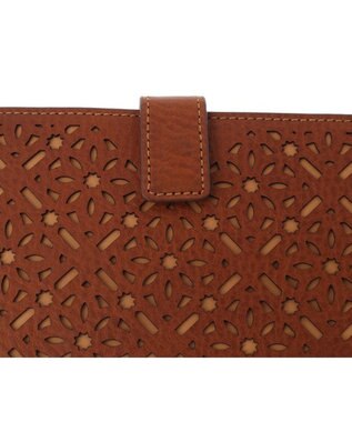 genten ダイヤカットワーク　マチなし長財布 チャ