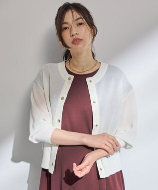 ANY シアーニットショートカーディガン エクリュ