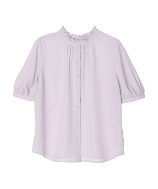 earth music&ecology ２ｗａｙスタンドフリル半袖ブラウス Lavender