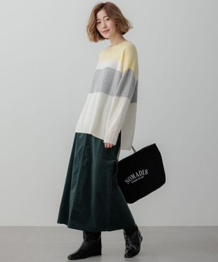 23区 S 【Oggi1月号掲載/洗える】ウールカシミヤ カラーブロック ニット ライトイエロー系