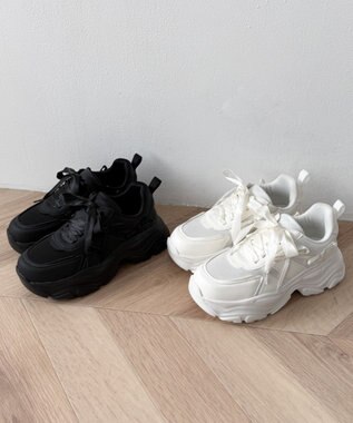 WEGO リボンデザイン厚底スニーカー ブラック