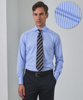 【ストレッチ/洗える】Albini ジャージ シャツ_ カッタウェイカラー