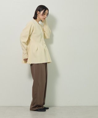 Green Parks 金釦ペプラムニットカーディガン Ecru