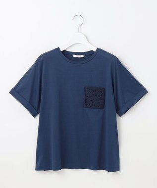 自由区 S 【カタログ掲載・洗える】クロッシェポケット Tシャツ コバルトブルー