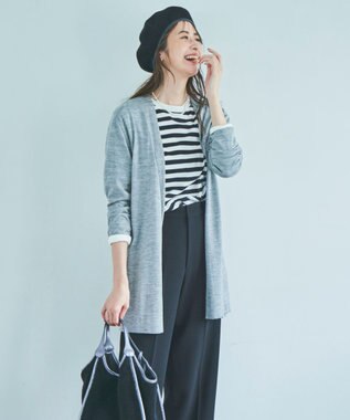 自由区 【洗える/Sサイズ有】カシミヤシルクブレンド ニットカーディガン ライトグレー系