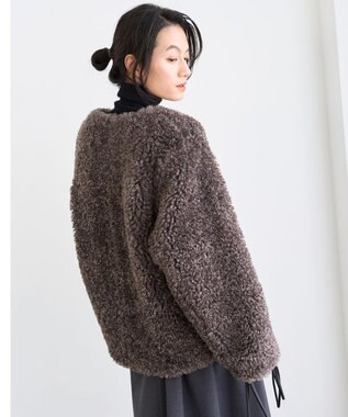 UNFILO エコファー ノーカラージャケット モカ