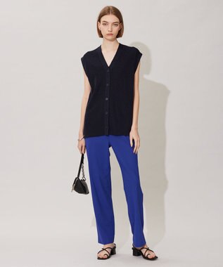 ICB 【洗える】 リネンブレンドシャイン ベスト ネイビー系