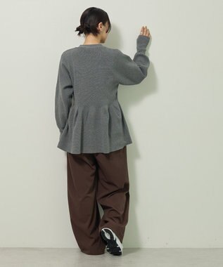 Green Parks 金釦ペプラムニットカーディガン Gray Mixture