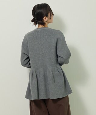 Green Parks 金釦ペプラムニットカーディガン Gray Mixture