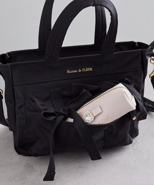 Maison de FLEUR ボンネルリボンショルダーバッグ Black