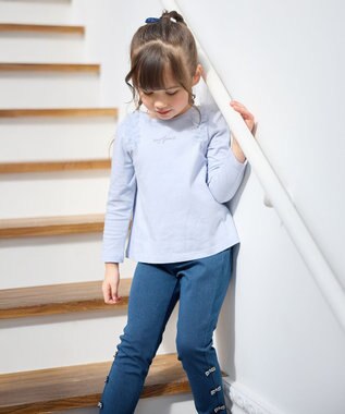 ANY KIDS チュールフリル 長袖Tシャツ サックスブルー