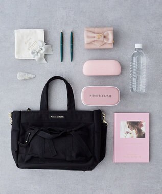 Maison de FLEUR ボンネルリボンショルダーバッグ Black