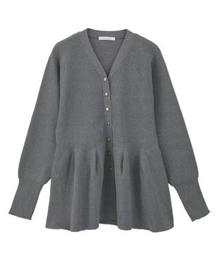 Green Parks 金釦ペプラムニットカーディガン Gray Mixture