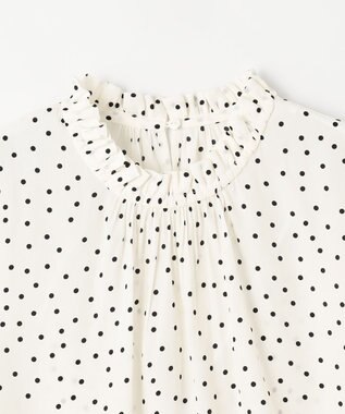 ANY 【洗濯機可・UVケア・接触冷感】フリルネックブラウス オフベースドット