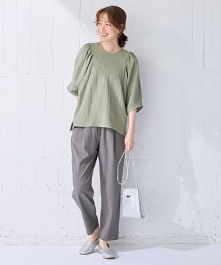 ANY ボリュームショルダーふくれプルオーバー スモーキーグリーン