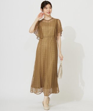 【洗える】ストライプレーシー ドレス