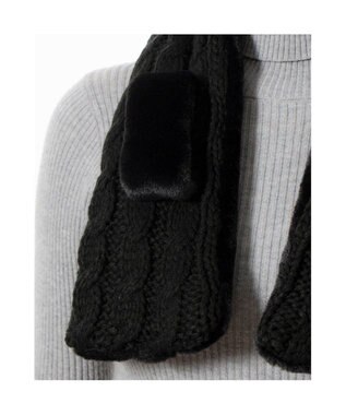 UNBILLION カシュネ cache nez / ニット×フェイクファーマフラー ブラック