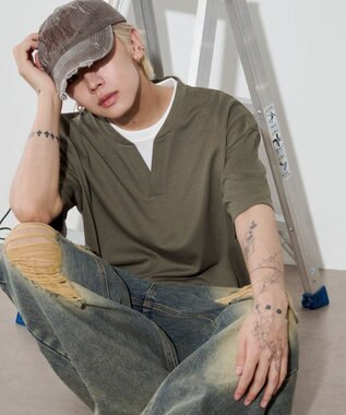 WEGO 【ユニセックス着用ITEM】キーネックフェイクレイヤードT（SS）