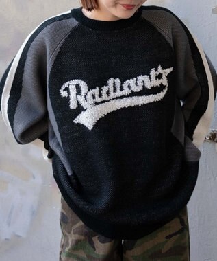 WEGO サガラロゴ配色BIGニットプルオーバー ブラック