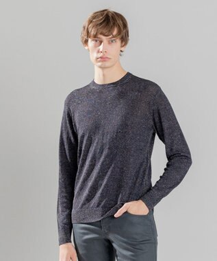  リネンナイロンプレーン　クルーネックニット