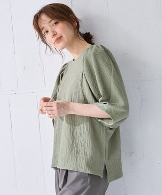 ANY ボリュームショルダーふくれプルオーバー スモーキーグリーン