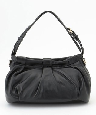 LA BAGAGERIE シープレザー　ギャザーミニバッグ ブラック