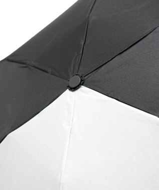 +RING UNISEX プラスリング 晴雨兼用 簡単開閉式折傘  BLK×GRY T1338 黒