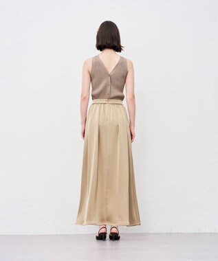 uncrave シャイニーダブルサテン フレアスカート ゴールドベージュ