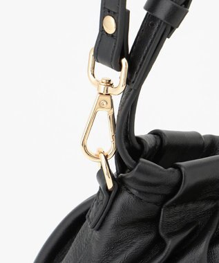 LA BAGAGERIE シープレザー　ギャザーミニバッグ ブラック